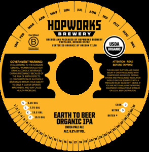 Hopworks Brewery Earth To Beer Organic IPA