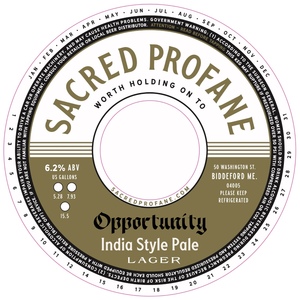 Sacred Profane Opportunity India Style Pale Lager