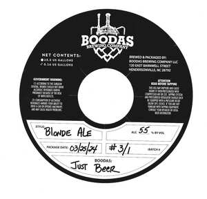 Boodas Brewing Company Boodas: Just Beer April 2024