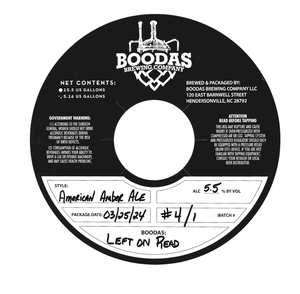 Boodas Brewing Company Boodas: Left On Read