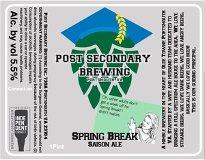 Post Secondary Brewing Spring Break Saison