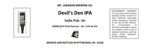 Mt. Lebanon Brewing Co. Devil's Den IPA April 2024