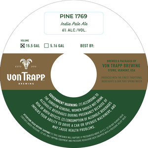 Von Trapp Brewing Pine 1769 April 2024