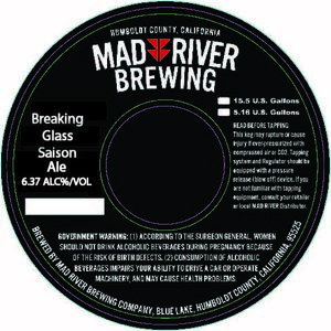 Mad River Brewing Company Breaking Glass Saison Ale April 2024
