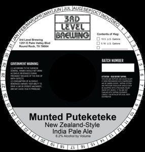 3rd Level Brewing Munted Puteketeke New Zealand-style India Pale Ale April 2024