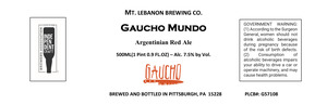 Mt. Lebanon Brewing Co. Gaucho Mundo Argentinian Red Ale April 2024