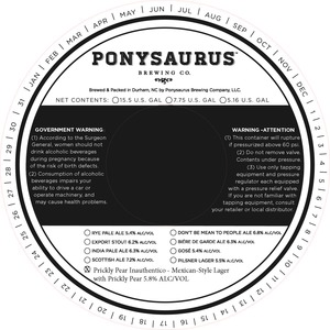 Ponysaurus Brewing Co. Prickly Pear Inauthentico April 2024