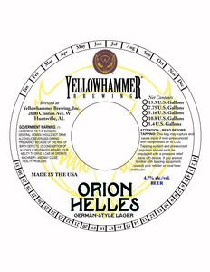 Yellowhammer Brewing, Inc. Orion Helles Lager April 2024