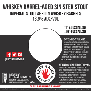 Left Hand Brewing Co Whiskey Barrel-aged Sinister Stout April 2024