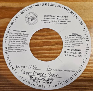 Thirsty Buffalo Brewing Company Sappy Camper Brown Ale Brewed With Maple Syrup April 2024