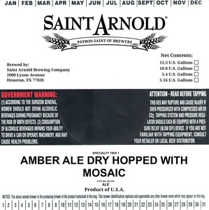 Saint Arnold Amber Ale Dry Hopped With Mosaic