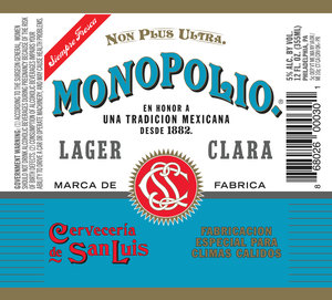 Cerveceria De San Luis Monopolio Lager Clara April 2024