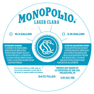 Cerveceria De San Luis Monopolio Lager Clara April 2024