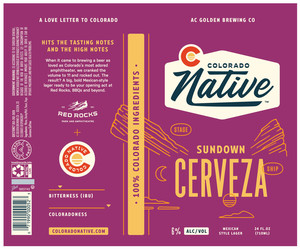 Colorado Native Sundown Cerveza April 2024