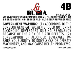 Wynwood Brewing Company La Rubia April 2024
