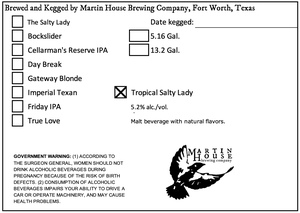 Martin House Brewing Company Tropical Salty Lady April 2024