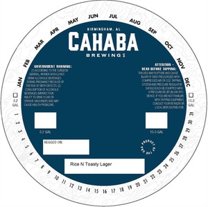 Cahaba Brewing Co. Rice N Toasty Lager April 2024