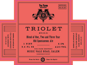 Triolet Blend Of One, Two, And Three Year Old Spontaneous Ale May 2024