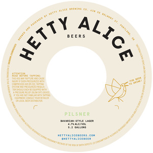 Hetty Alice Brewing Company Pilsner