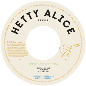 Hetty Alice Brewing Company West Coast IPA