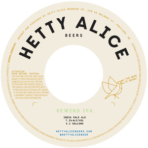 Hetty Alice Brewing Company Rewind IPA