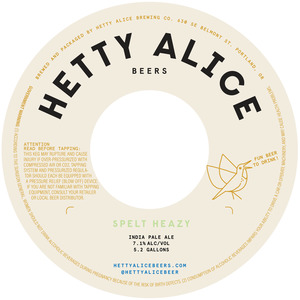 Hetty Alice Brewing Company Spelt Heazy
