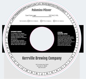 Kerrville Brewing Company Palomino Pilsner Czech Style Lager April 2024