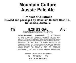 Mountain Culture Aussie Pale Ale April 2024