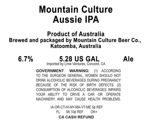 Mountain Culture Aussie IPA April 2024