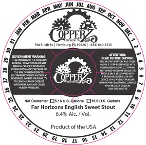 Copperz Brewing Co Far Horizons English Sweet Stout