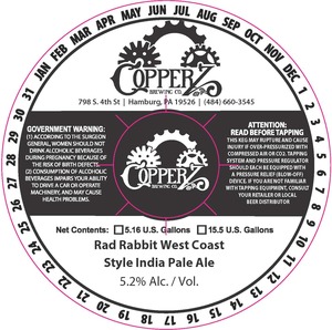 Copperz Brewing Co Rad Rabbit West Coast Style India Pale Ale