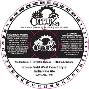 Copperz Brewing Co Iron & Gold West Coast Style India Pale Ale