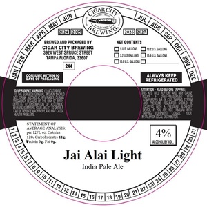 Cigar City Brewing Jai Alai Light May 2024