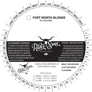 Rahr & Sons Brewing Company Fort Worth Blonde April 2024