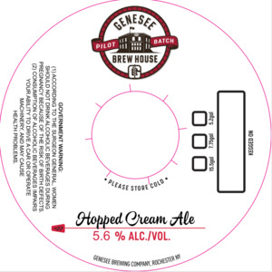 Genesee Brew House Hopped Cream Ale May 2024