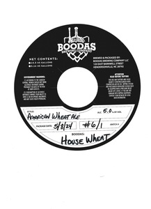 Boodas Brewing Company Boodas: House Wheat May 2024