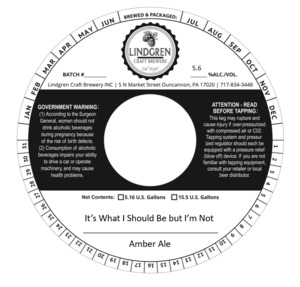 Lindgren Craft Brewery Inc It's What I Should Be But I'm Not