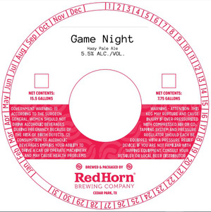 Red Horn Brewing Company Game Night Hazy Pale Ale