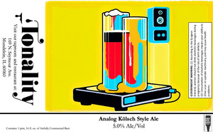 Tonality Brewing Company Analog Kolsch Style Ale May 2024