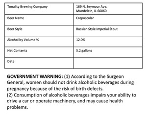 Tonality Brewing Company Crepuscular Russian Imperial Stout May 2024