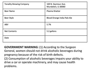 Tonality Brewing Company Plasma Shatter Blood Orange IPA May 2024