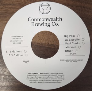 Commonwealth Brewing Co Erudite May 2024