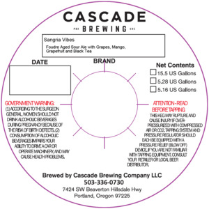 Cascade Brewing Sangria Vibes May 2024