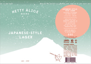 Hetty Alice Brewing Company Japanese Lager June 2024