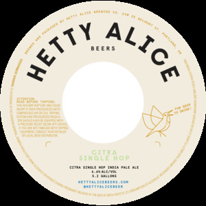 Hetty Alice Brewing Company Citra Single Hop